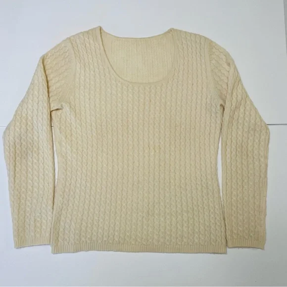 Ballantyne Ivory Pure Cashmere Cable Knit Sweater M - Picture 5 of 6